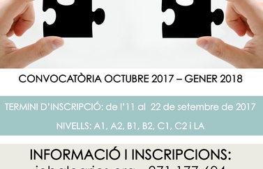 CURSOS DE LLENGUA CATALANA. CONVOCATÒRIA OCTUBRE 2017 – FEBRER 2018